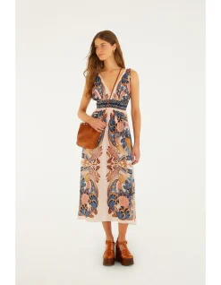 GARDEN SCARF SOFT PINK MIDI DRESS