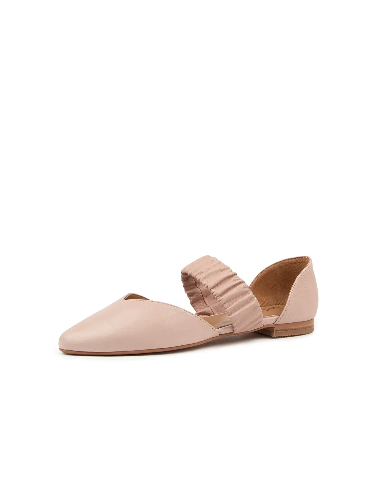 Garfield Ruched Strap Leather Flats