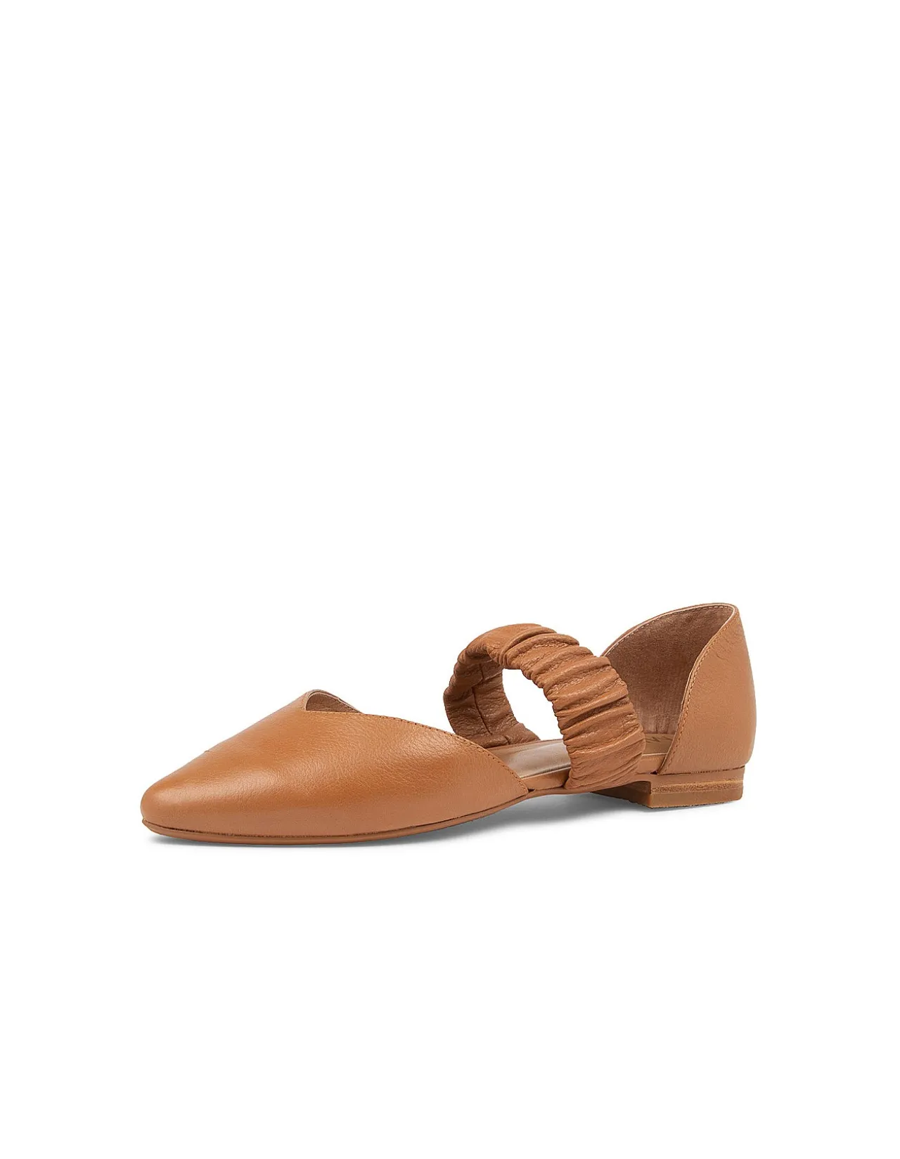 Garfield Ruched Strap Leather Flats