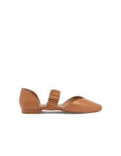 Garfield Ruched Strap Leather Flats