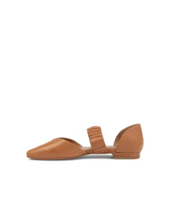 Garfield Ruched Strap Leather Flats