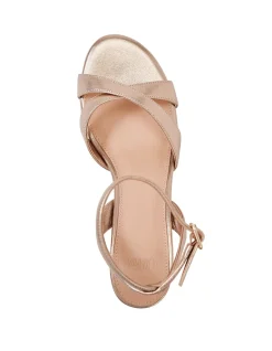 GEORGINA Champagne Metallic Leather Strappy Heel