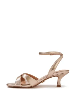GEORGINA Champagne Metallic Leather Strappy Heel