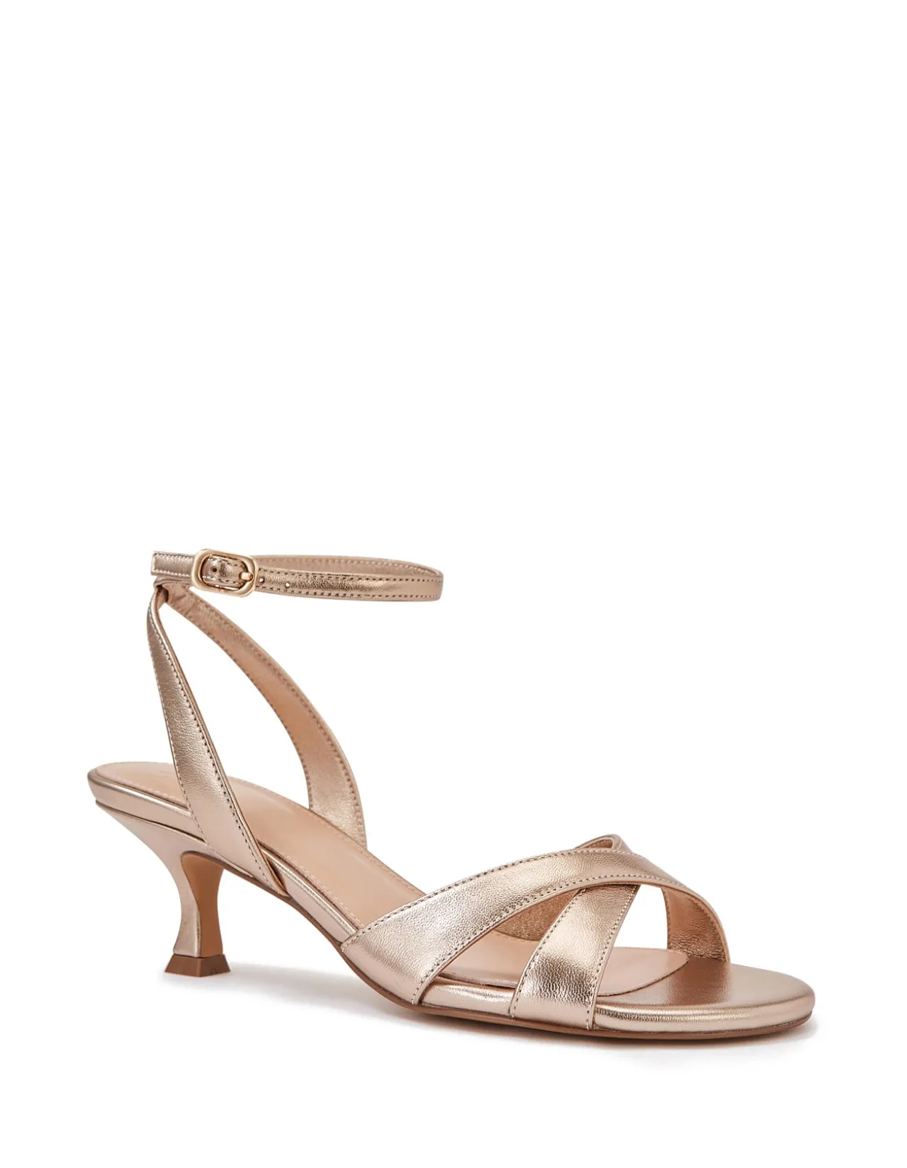 GEORGINA Champagne Metallic Leather Strappy Heel