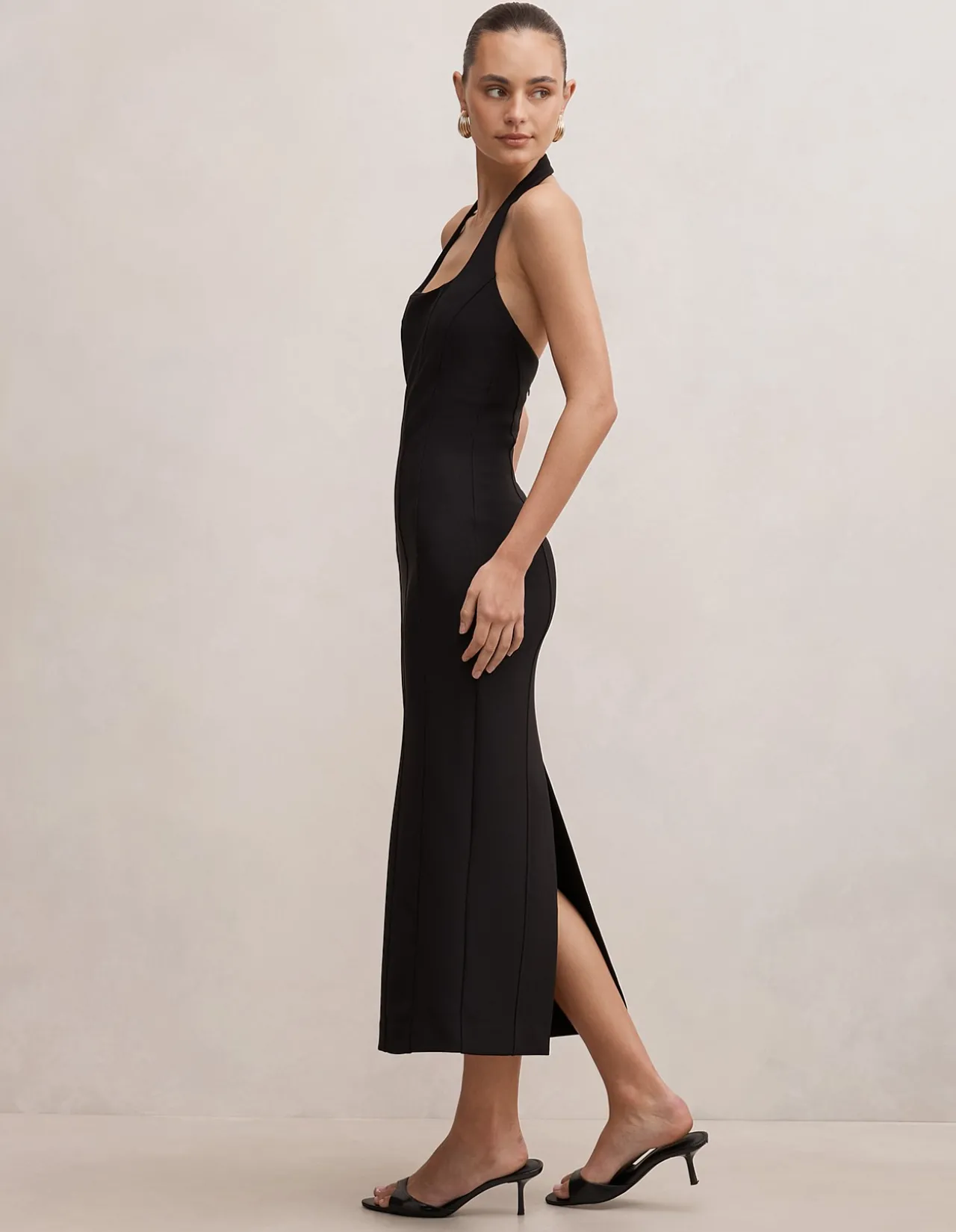GINA HALTER NECK BODYCON MIDI DRESS