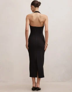 GINA HALTER NECK BODYCON MIDI DRESS