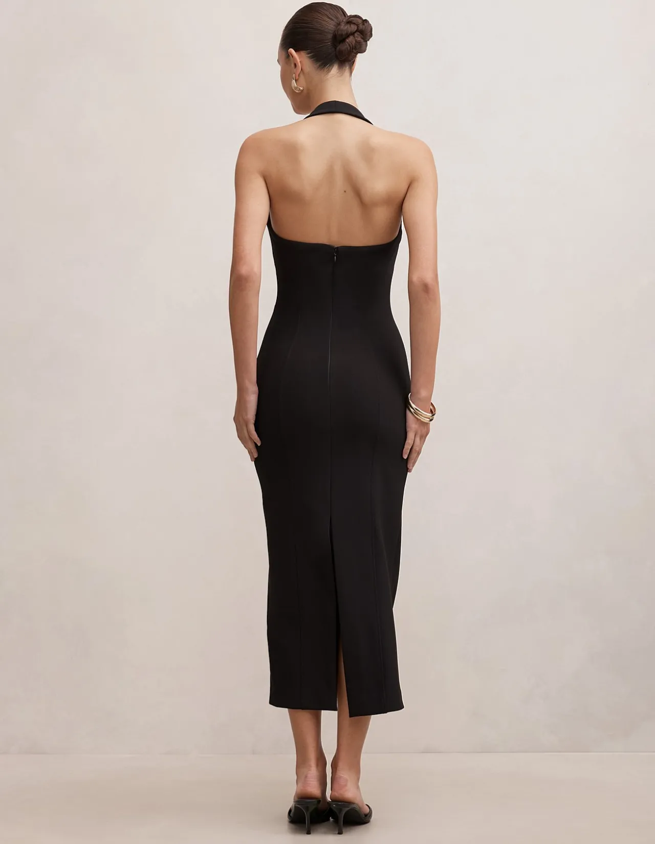 GINA HALTER NECK BODYCON MIDI DRESS