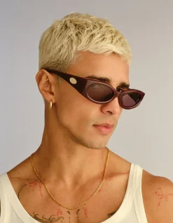 GLACIEM BURGUNDY WRAP SMOKEY BROWN MONO SUNGLASSES