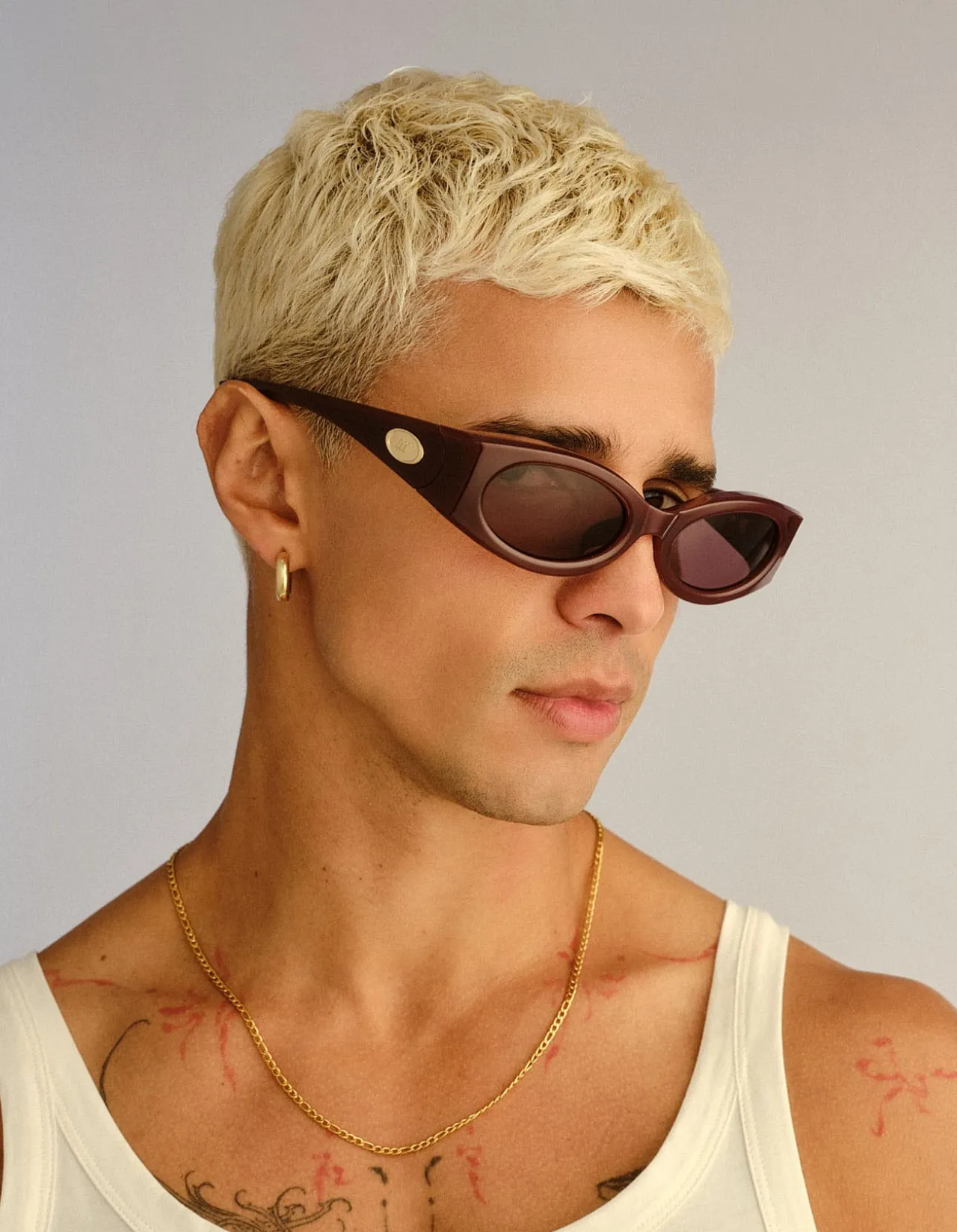 GLACIEM BURGUNDY WRAP SMOKEY BROWN MONO SUNGLASSES