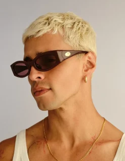 GLACIEM BURGUNDY WRAP SMOKEY BROWN MONO SUNGLASSES