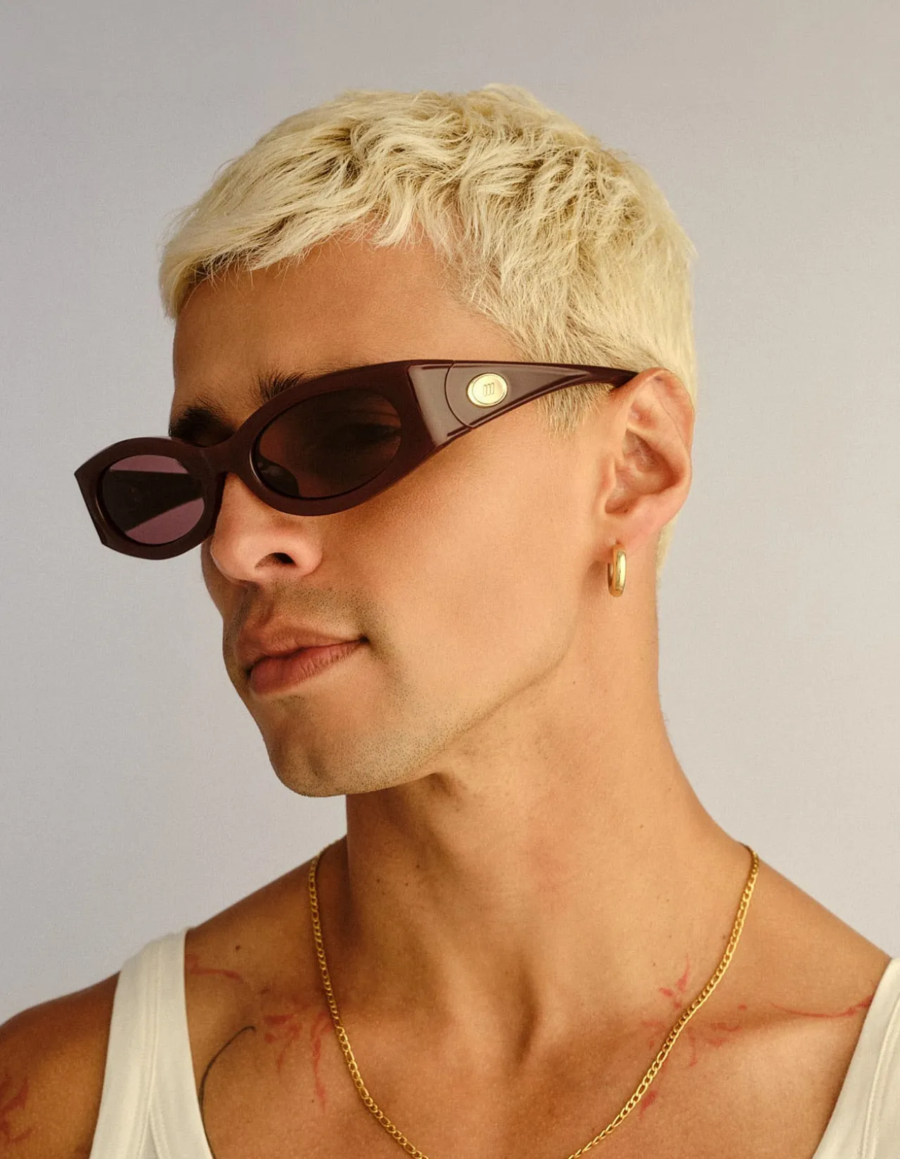 GLACIEM BURGUNDY WRAP SMOKEY BROWN MONO SUNGLASSES