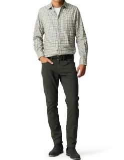 GLEDKNOWE LONG SLEEVE SPORTS FIT SHIRT - OLIVE