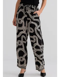 Glenda Ink Lines Wide Leg Drawstring Pant