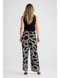 Glenda Ink Lines Wide Leg Drawstring Pant