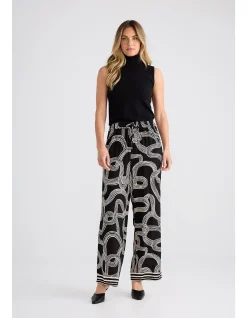 Glenda Ink Lines Wide Leg Drawstring Pant