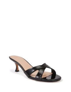 Gracie Black Patent Leather Kitten Heel Mule