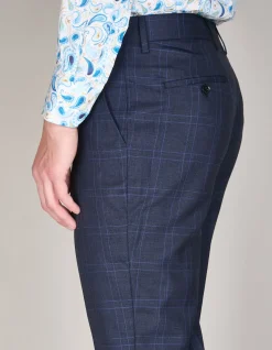 Grant Subtle Check Super Suit Trouser Char Blue