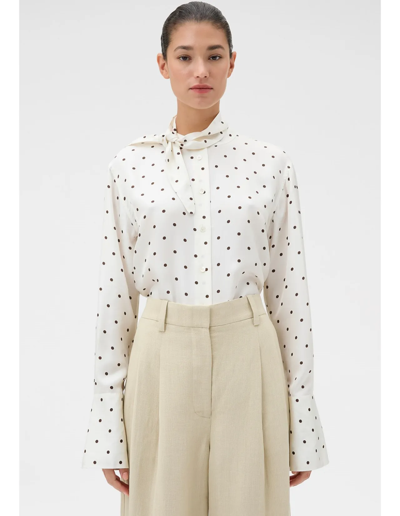 Graphic Spot Tie Neck Shirt