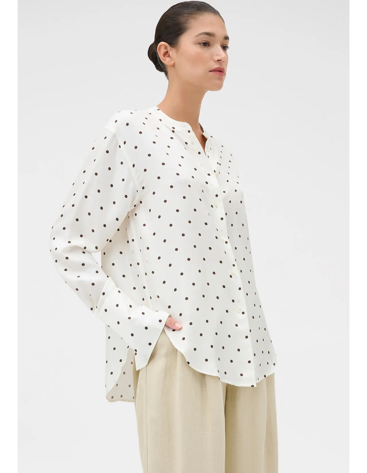 Graphic Spot Tie Neck Shirt