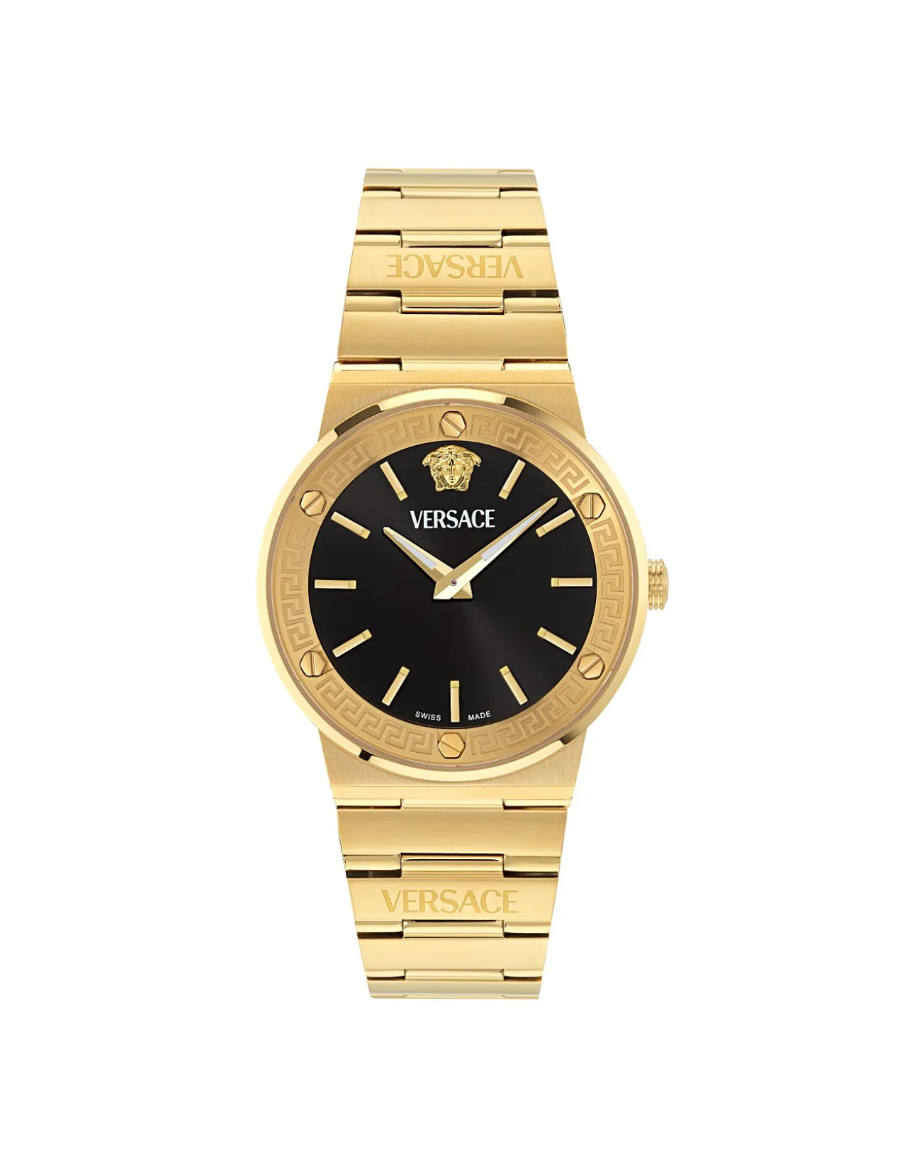 Greca Logo Aereo Slim Black Dial Bracelet Watch