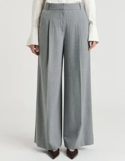 GREY PINSTRIPE STRAIGHT LEG PANT