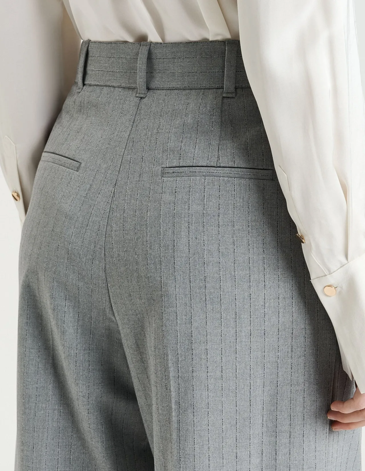 GREY PINSTRIPE STRAIGHT LEG PANT