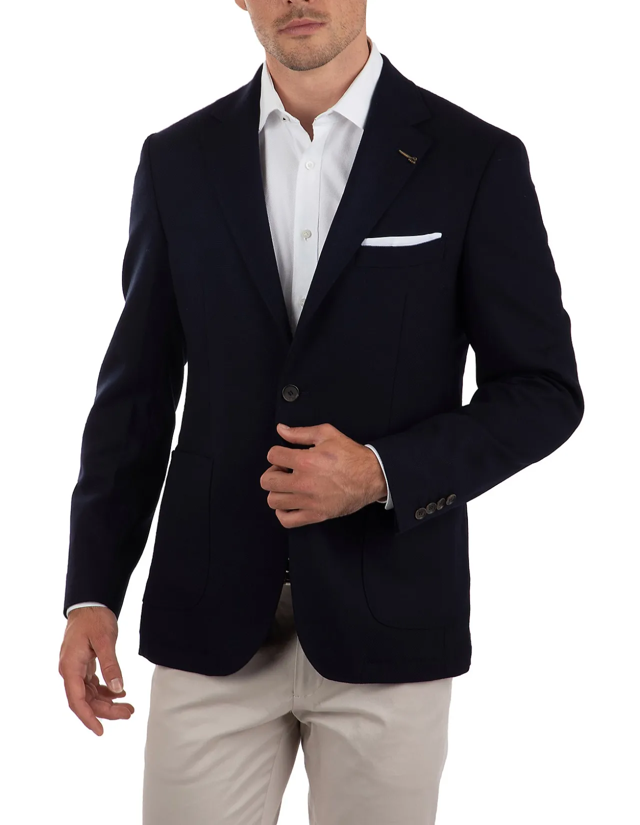 Guard Hopsack Stretch Blazer Navy