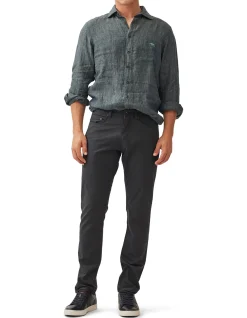 Gunn Straight Fit Micro Textured Cotton Jeans