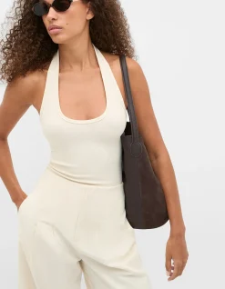 HALTER RIB SCOOP NECK TANK