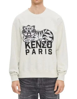 Happy Tiger Embroidered Classic Sweatshirt Black