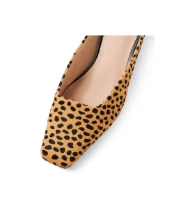 Harry Leopard Pony Square Toe Kitten Heel Mules