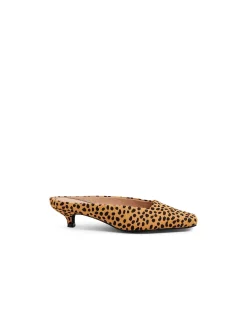 Harry Leopard Pony Square Toe Kitten Heel Mules