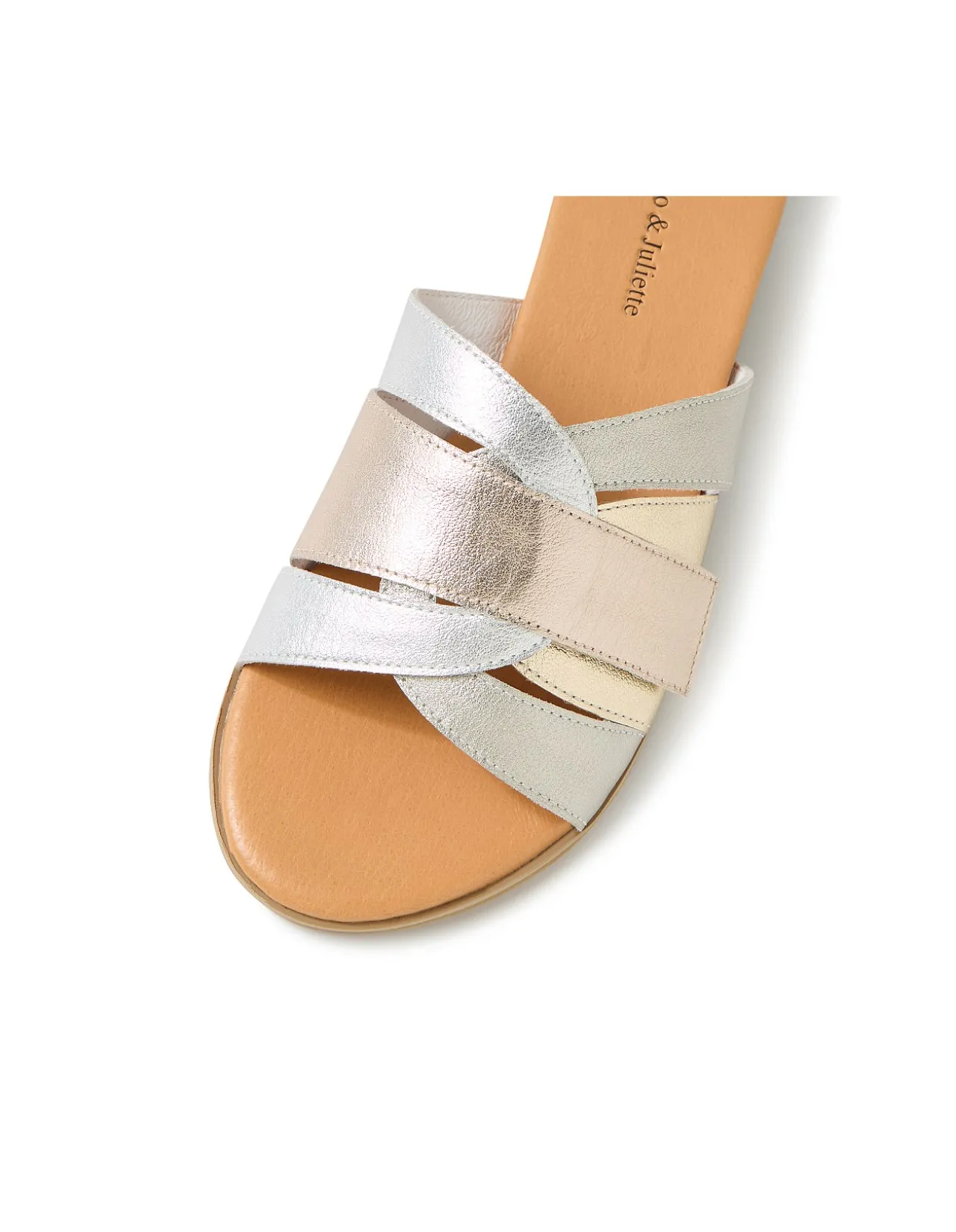 Harven Metallic Crossover Slide Sandals