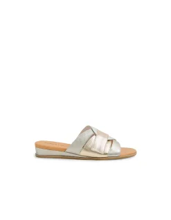 Harven Metallic Crossover Slide Sandals