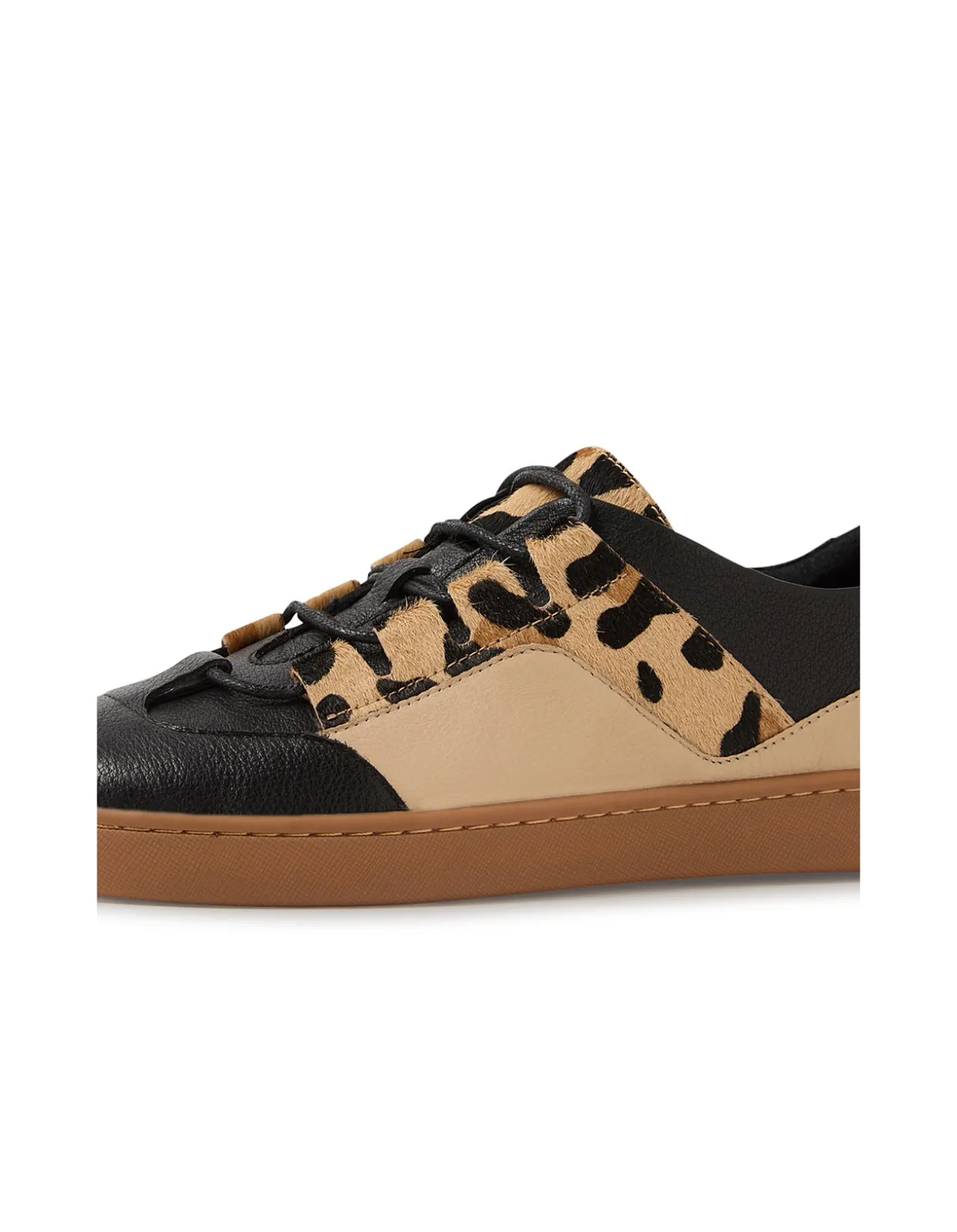Hasana Leopard Panel Leather Sneakers