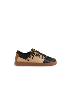 Hasana Leopard Panel Leather Sneakers