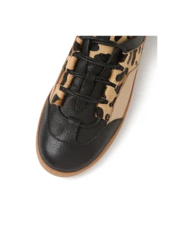 Hasana Leopard Panel Leather Sneakers
