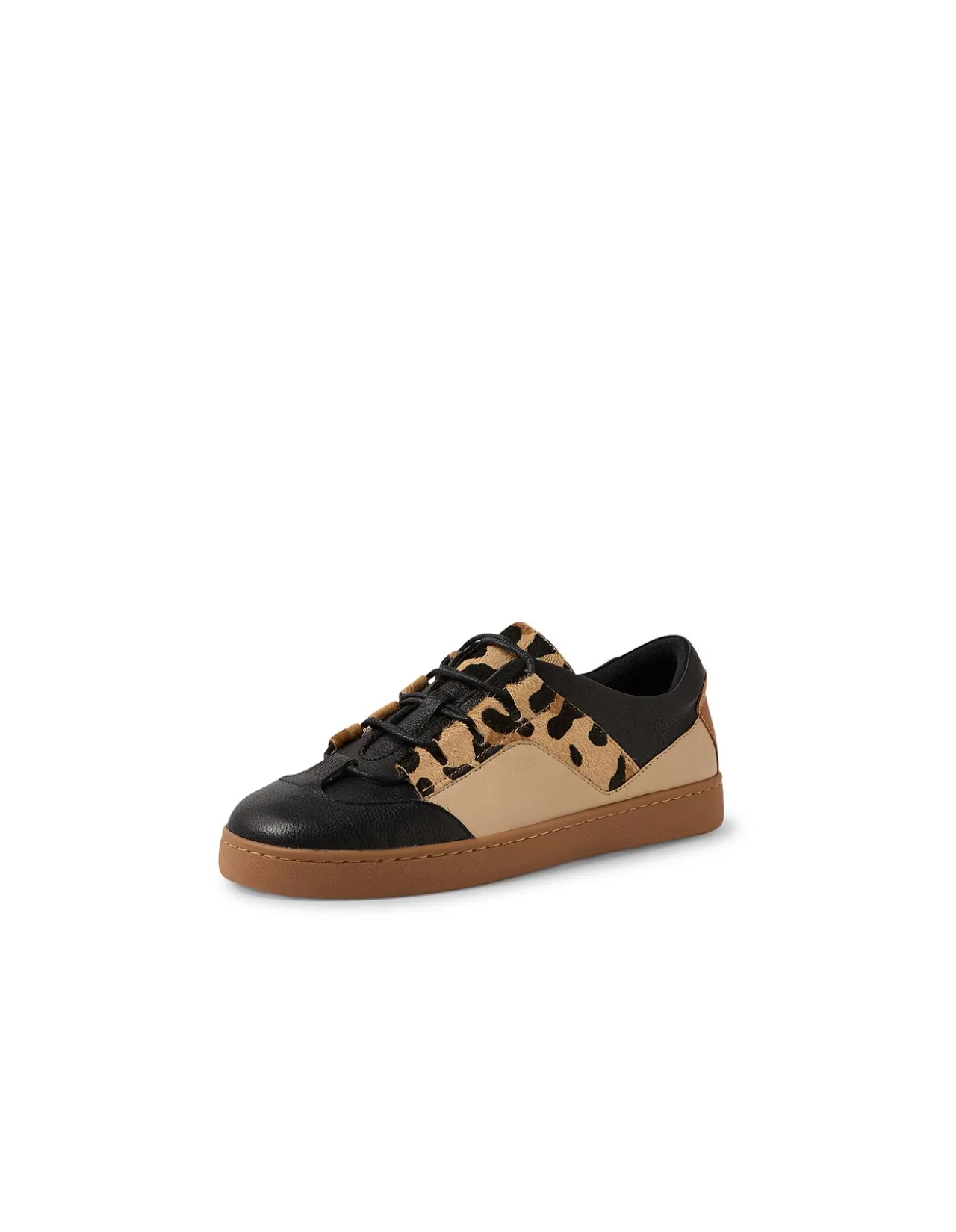 Hasana Leopard Panel Leather Sneakers