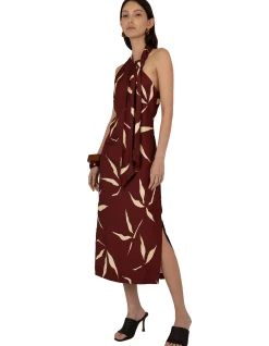 HATTIE BAMBOO LEAF PRINT DRESS