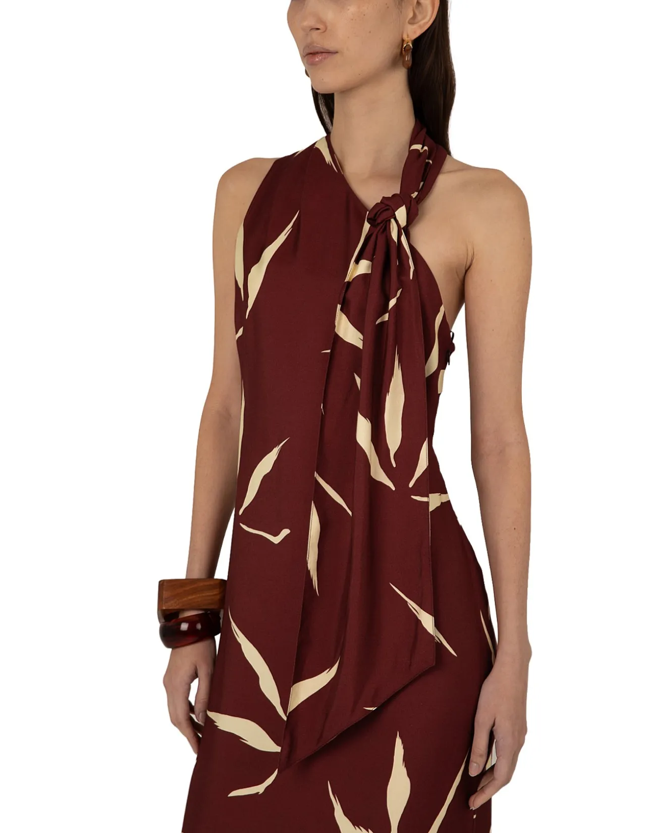 HATTIE BAMBOO LEAF PRINT DRESS