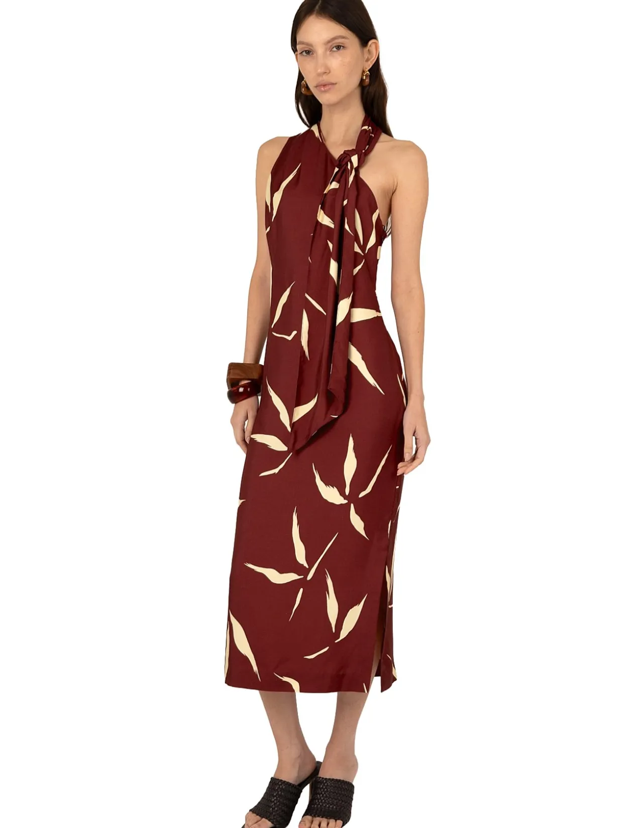 HATTIE BAMBOO LEAF PRINT DRESS