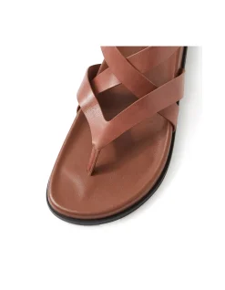 Havilo Cross Strap Leather Sandals