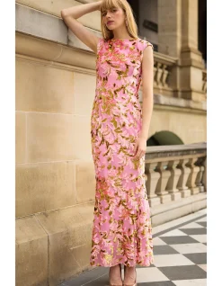HEAVENLY HEIGHTS MAXI DRESS PINK GOLD