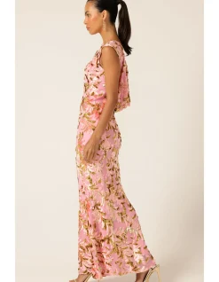 HEAVENLY HEIGHTS MAXI DRESS PINK GOLD
