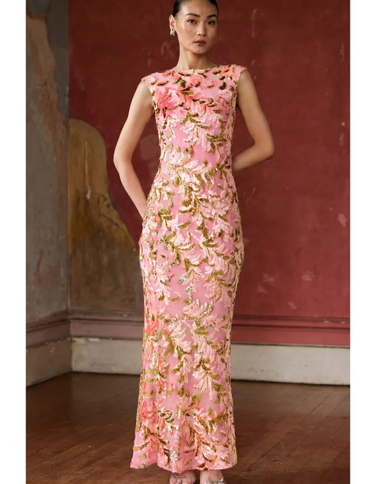 HEAVENLY HEIGHTS MAXI DRESS PINK GOLD