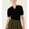 HENLEY KNIT TOP IN BLACK