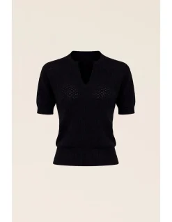 HENLEY KNIT TOP IN BLACK