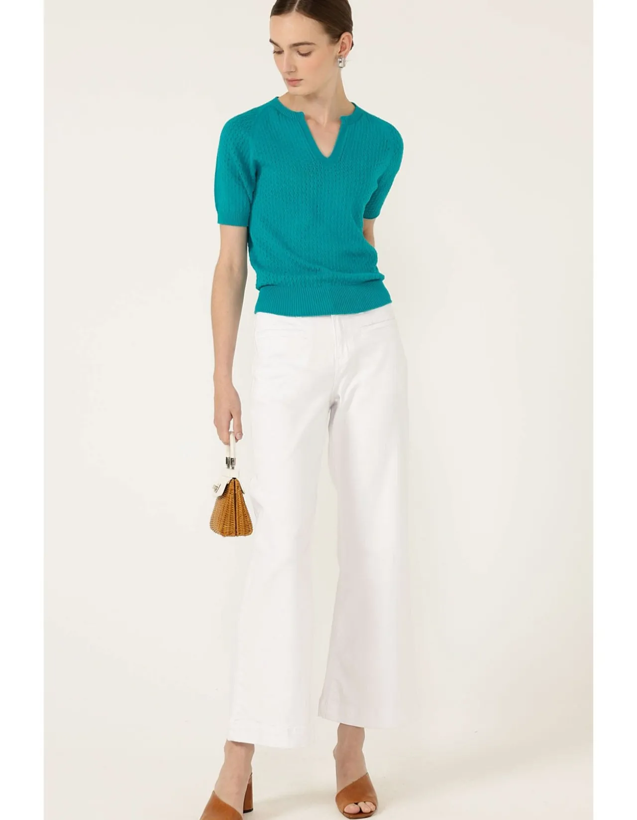 HENLEY KNIT TOP IN SEA GREEN