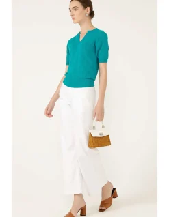 HENLEY KNIT TOP IN SEA GREEN