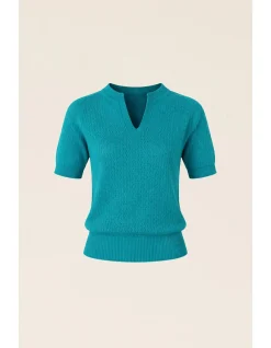 HENLEY KNIT TOP IN SEA GREEN